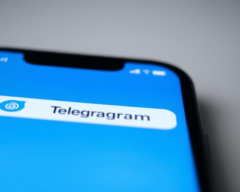 A close-up shot of a smartphone screen displaying the Telegram app interface, with the "@" symbol prominently featured alongside a user's name or handle. The scene is well-lit, with a soft, diffused lighting that accentuates the digital screen's crisp details. The background is blurred, placing the focus entirely on the intuitive Telegram user experience. The overall mood is clean, modern, and informative, conveying a sense of ease and simplicity in the process of mentioning or tagging someone within the popular messaging platform.