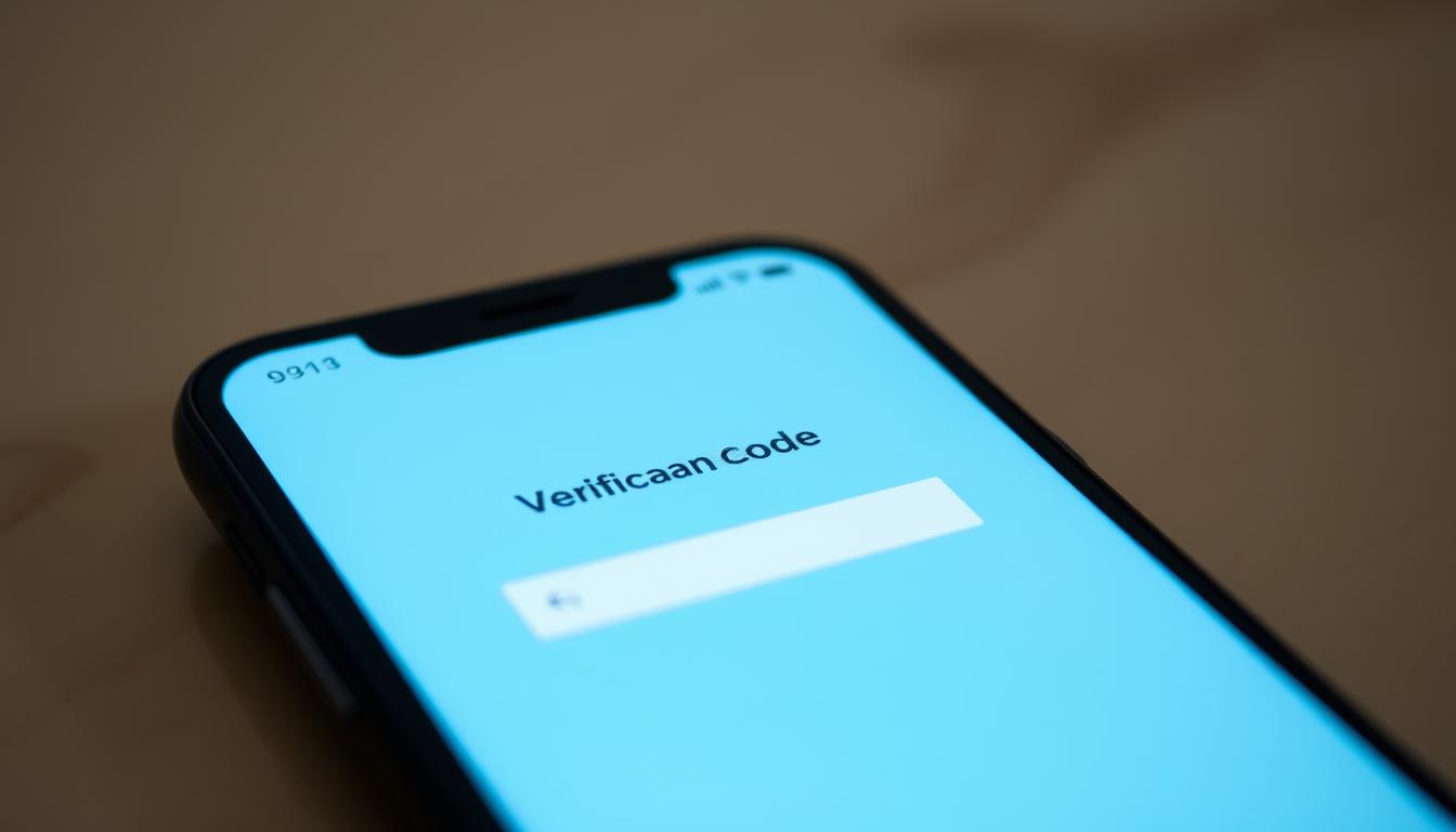 A close-up view of a smartphone screen displaying a Telegram verification code entry field. The screen is brightly lit, creating a clean, minimalistic aesthetic. The background is out of focus, creating a sense of depth and emphasizing the verification process. The verification code field is prominently featured, with a cursor blinking, indicating user interaction. The overall mood is one of simplicity and efficiency, reflecting the task of resolving a Telegram login issue through phone number verification.