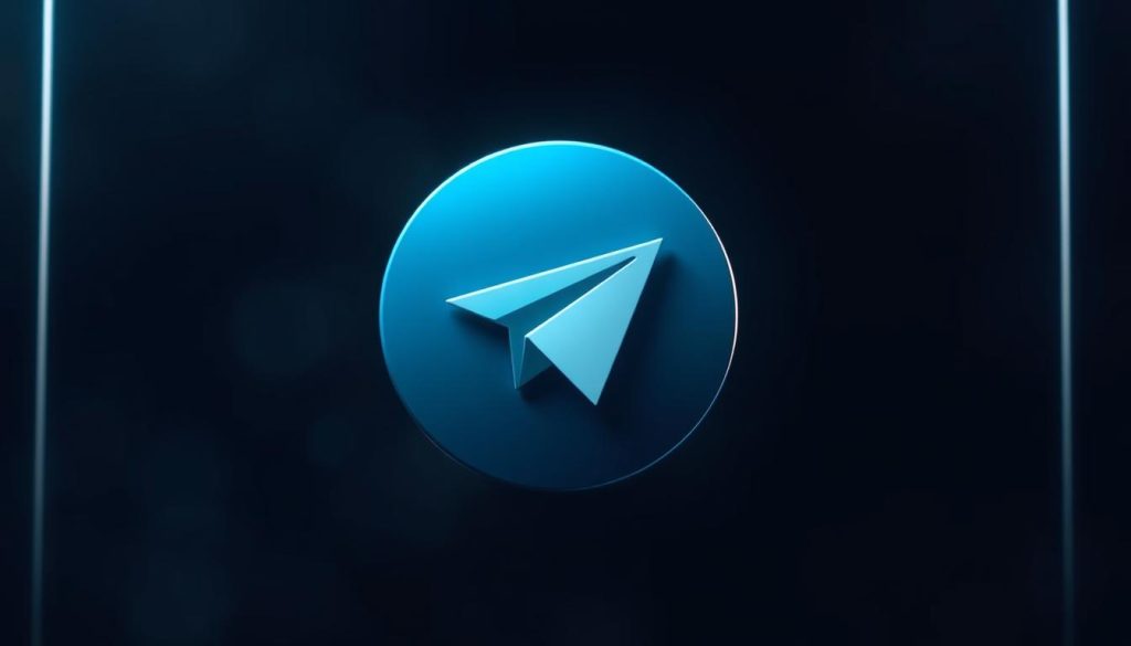 A high-contrast, cinematic image of the Telegram logo, rendered in a stylized, digital aesthetic. The logo is the prominent focal point, occupying the center of the frame and appearing to float against a dark, moody background, with hints of neon-like lighting casting an ethereal glow. The logo's iconic paper plane design is rendered with sharp, angular lines and a sense of forward momentum, conveying the dynamic nature of the messaging app. The overall mood is one of modern, technological sophistication, reflecting the utility and accessibility of Telegram in resolving login issues.