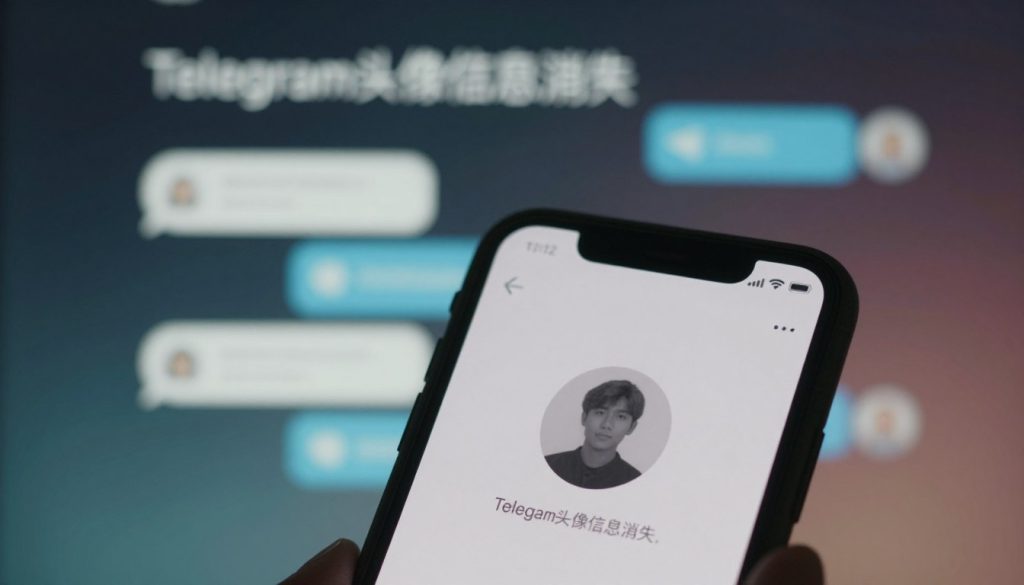 一幅视觉冲击力极强的概念图,描绘了“Telegram头像信息消失”的意象。前景中,一部智能手机屏幕上显示着一位Telegram用户的模糊头像,背景是模糊的数字元素,象征着沟通和连接。手机略微倾斜,以突出屏幕,柔和的漫射光营造出一种神秘和失落的氛围。中间层由抽象的形状和逐渐消失的图标组成,象征着即将消失的消息和个人资料,而冷色调的渐变则笼罩着背景,唤起人们对不确定性和隐私设置的担忧。整体氛围应令人沉思,略带忧郁,捕捉到已删除个人资料或账号的本质,而无需明确提及。 一幅视觉冲击力极强的概念图,描绘了“Telegram头像信息消失”的意象。前景中,一部智能手机屏幕上显示着一位Telegram用户的模糊头像,背景是模糊的数字元素,象征着沟通和连接。手机略微倾斜,以突出屏幕,柔和的漫射光营造出一种神秘和失落的氛围。中间层由抽象的形状和逐渐消失的图标组成,象征着即将消失的消息和个人资料,而冷色调的渐变则笼罩着背景,唤起人们对不确定性和隐私设置的担忧。整体氛围应令人沉思,略带忧郁,捕捉到已删除个人资料或账号的本质,而无需明确提及。